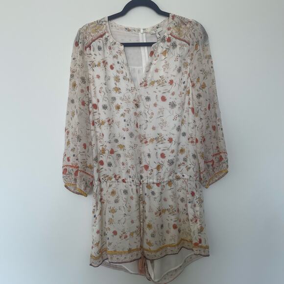 Joie Pants - NWT Joie "Weldon" Silk Romper in ivory floral print sz L